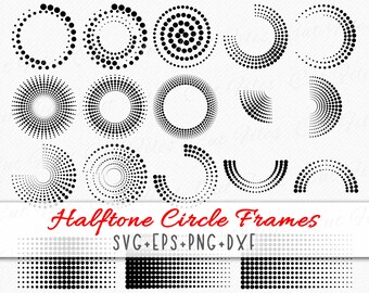 Round frame with halftone dots, Circle Gradient Dots, dotted circles shapes, and abstract geometric dots, Border background, Halftone Dots