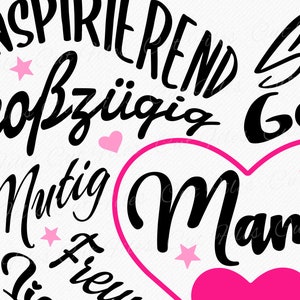 Mama Herz German Plotter File Mutter Geschenk SVG files auf deutsch german mama Zitat Design digital Download Cricut Silhouette Plotting image 2