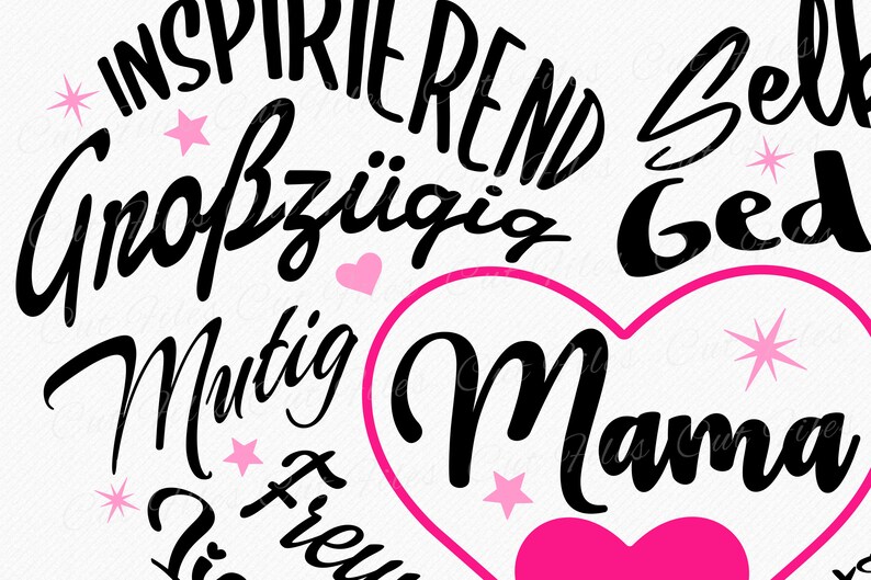 Mama Herz German Plotter File Mutter Geschenk SVG files auf deutsch german mama Zitat Design digital Download Cricut Silhouette Plotting image 2