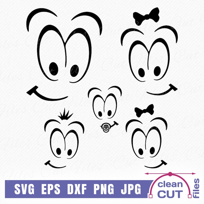 Happy Family Faces SVG Funny Cartoon Smiley Cutting and Vector Clipart ...