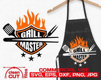 Grill Master SVG / Diseño de SVG de delantal de parrilla - SVG de uso comercial