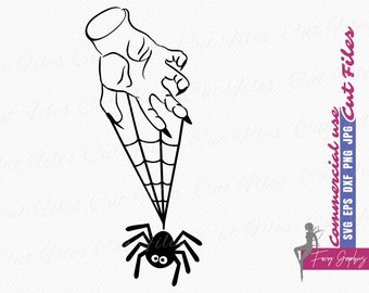 Archivos de corte y elaboración de mano de araña zombi SVG, SVG de zombi, SVG de bruja, SVG de Halloween