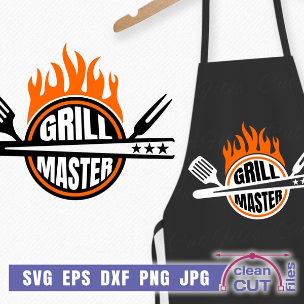 Round Apron Grill Master SVG design - commercial use svg