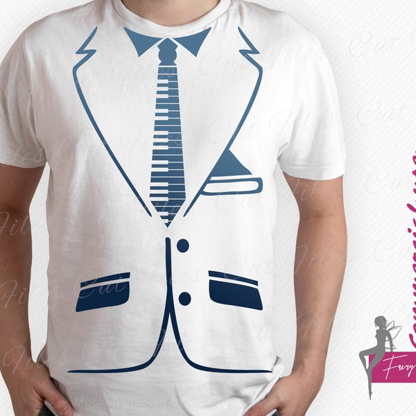 Tuxedo with Piano Tie shirt SVG, Suit Shirt SVG Music Piano Tie Keyboard - Music Notes - Funny Music SVG clipart and cutting files