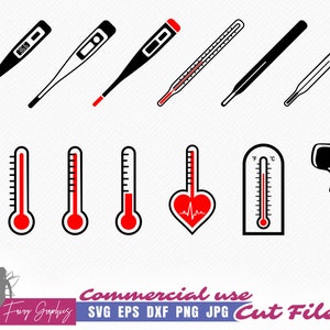 Thermometer SVG Bundle, Doctor SVG, Hospital Vector and Clipart Designs - cutting files