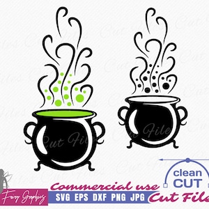 Witch Cauldron SVG, Halloween SVG Cutting and Crafting files - Clipart files - commercial use