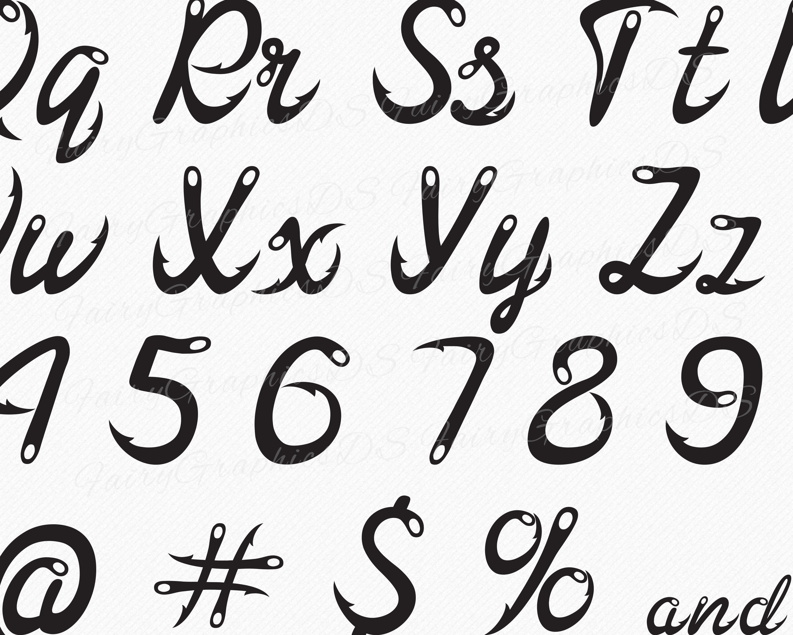 Fish Hook Fishing Font TTF OTF SVG Fish Hooks Letters Etsy Canada