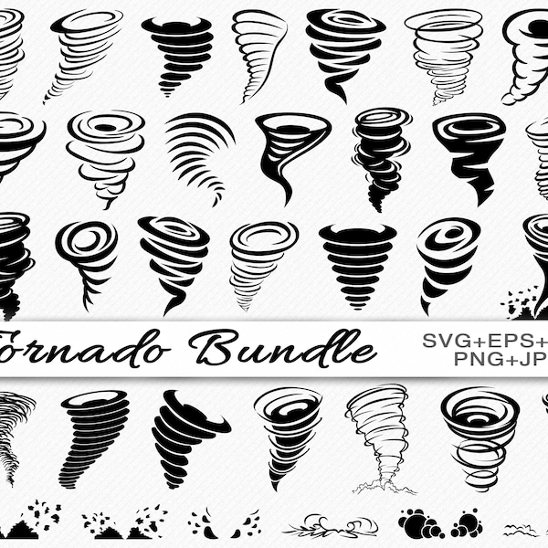 Tornado SVG Bundle Tornado Hurricane Cyclone Typhoon Twister Storm cutting and Clipart files Cricut Silhouette - commercial use svg