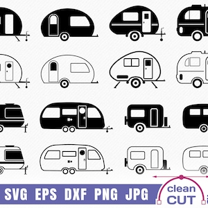 Vintage Caravan SVG vector Camper Bundle, vector and Clipart files for Camping designs, RV Vacation Trip Cutting file - commercial use svg