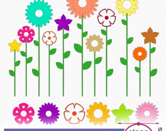 Flower Garden SVG | Colored Vector and Clipart files, cutting files