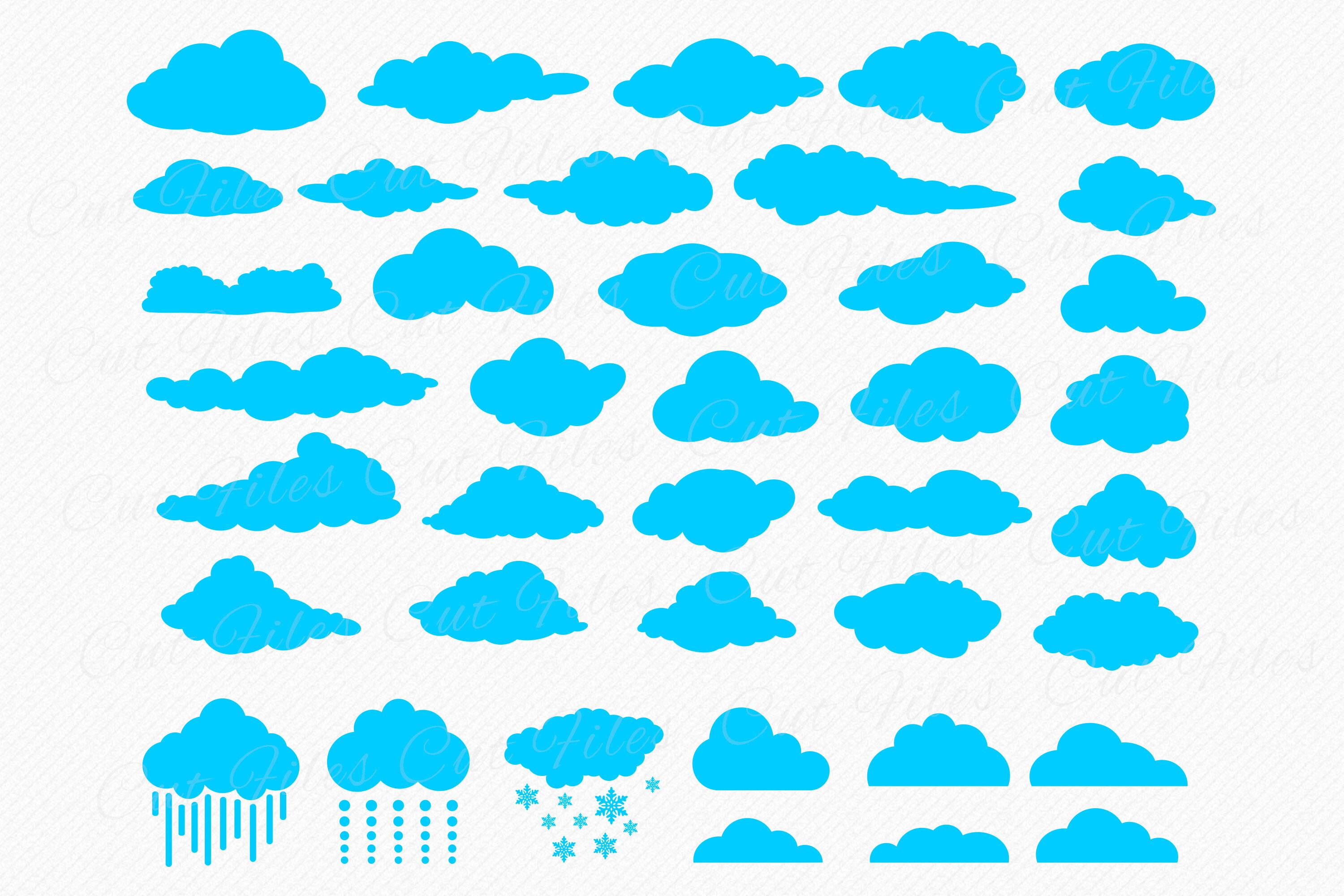 Clouds SVG Bundle | Clouds Vector and Clipart Files, Cutting Files ...