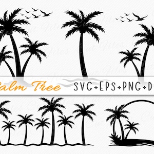 Pacote de silhuetas SVG de palmeiras Clipart cortado, SVG tropical - svg de uso comercial