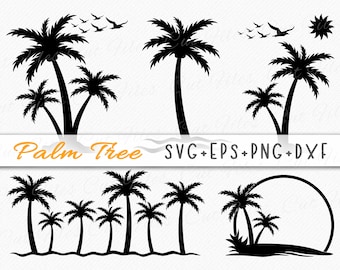 Palmboom SVG silhouet bundel clipart gesneden bestanden, tropische SVG - commercieel gebruik svg