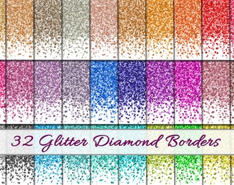 Glitter Diamond Borders | 32 Colors Diamond Overlay Background Images, Diamond Borders PNG, Diamond Clipart png