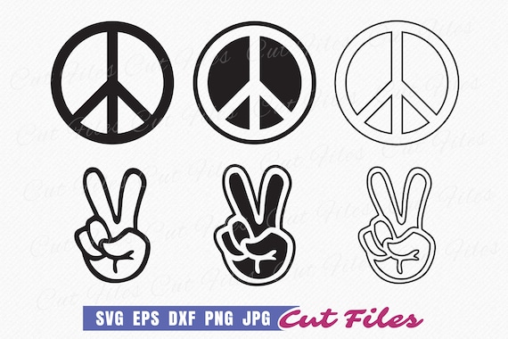 Peace SVG Sign Two Finger SVG Cutting Files 3 Peace Sign | Etsy