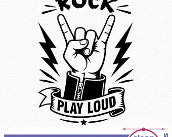 Rock Hand SVG | Play Loud SVG | Rock Sign Cut File | Vinyl Decal Cricut | Silhouette Cameo Rock T-Shirt Design  (Digital Download)