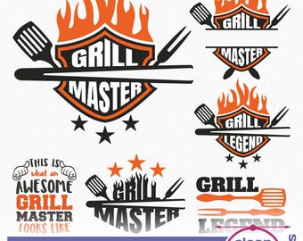 Grill Master Legend SVG Quotes Bundle, Barbecue BBQ Time Grill summer sayings Vector Cutting and Clip Art designs
