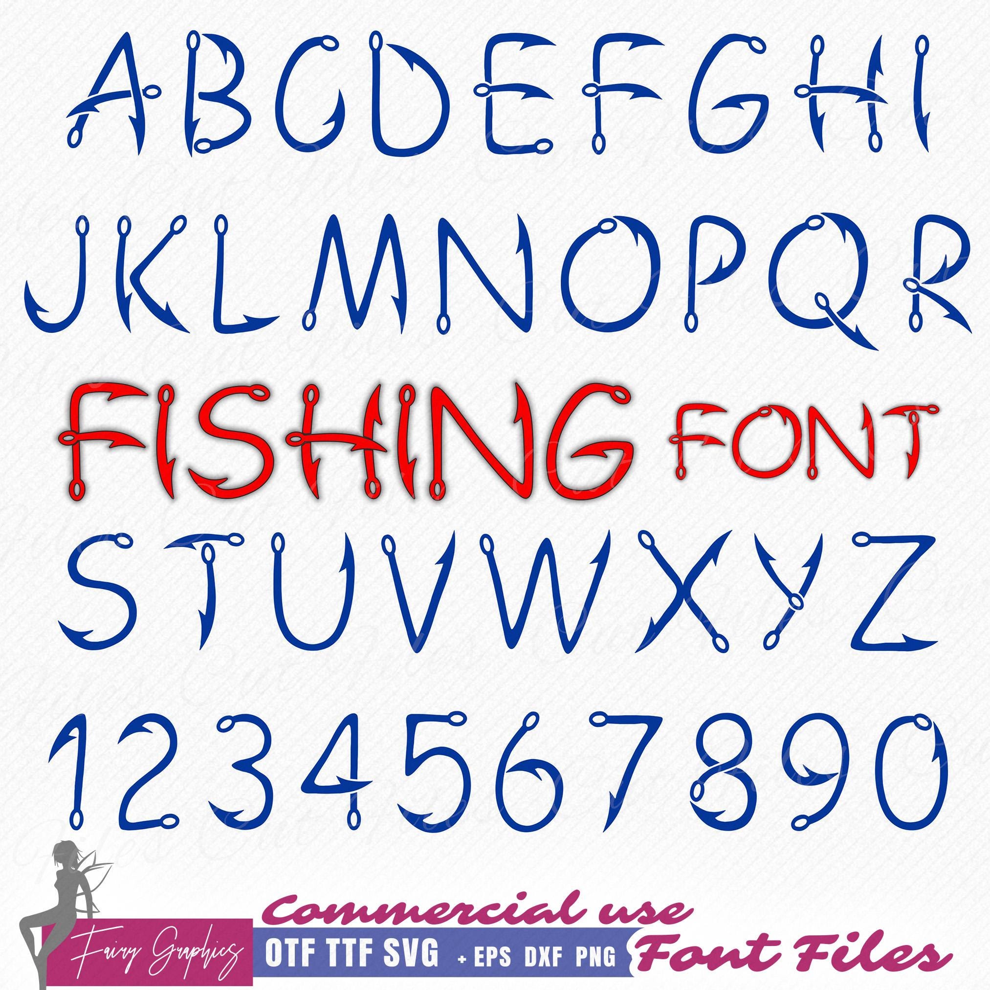 Font Fishing Rods Fishing Font TTF OTF SVG, Installable Fishing Hook Font, Ttf Otf System ...