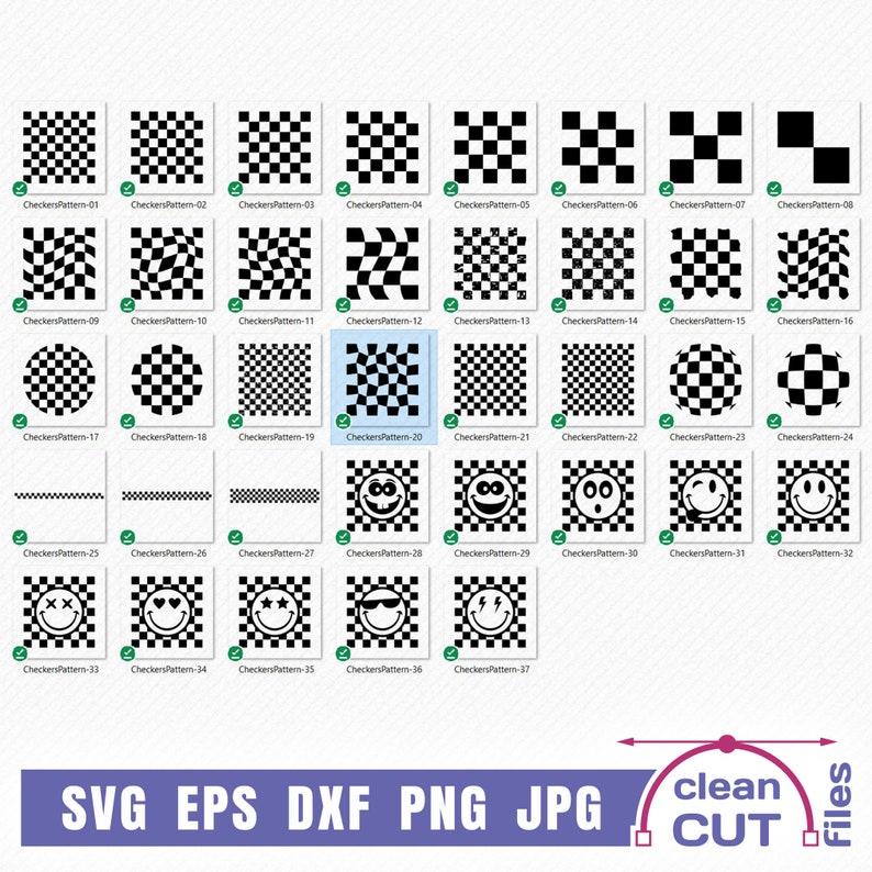 Slick Checker Pattern Checker Patterns SVG Bundle, Distressed Twisted Grunge Circle Border ...