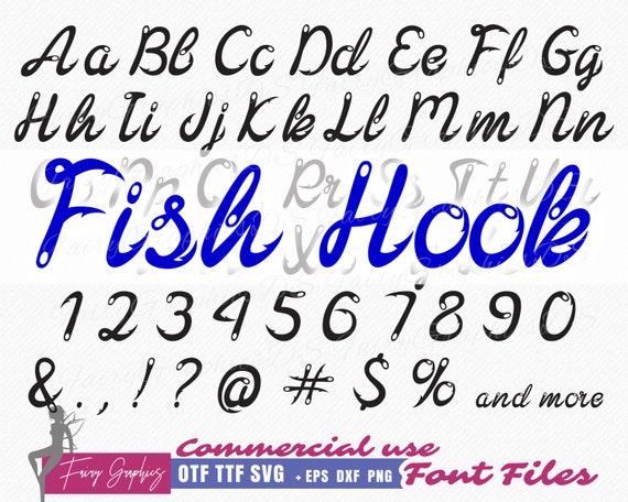Fish Hook Fishing Font TTF OTF SVG, Fish Hooks Letters, Installable Fishing  Font, Hook Font, System Font, True Type Fishing Alphabet 