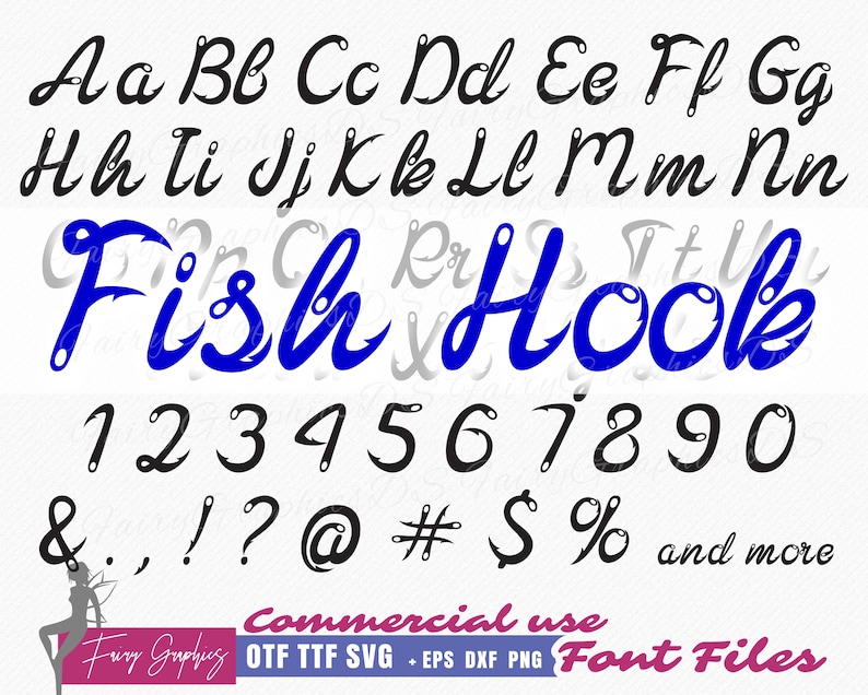 Fish Hook Fishing Font TTF OTF SVG Fish Hooks Letters Etsy