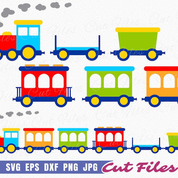 Kids Train SVG Locomotive with Wagons Vector and Clipart files - commercial use svg