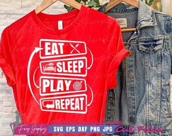 Eat Sleep Play Repeat SVG, Eat Sleep Repeat SVG, t-shirt design - commercial use svg