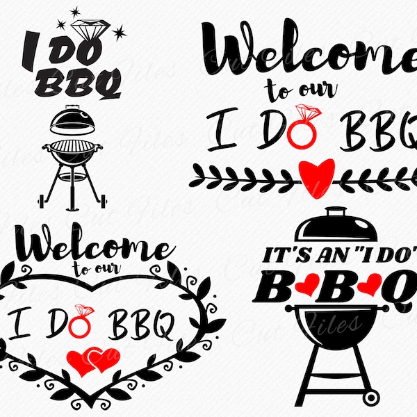 I Do BBQ SVG Design | 4 Engagement party SVG, Wedding svg, Bridal shower cutting and clipart files - commercial use svg