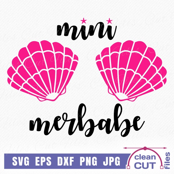 Mini Merbabe SVG vector Mermaid Shell Bra Svg Cutting and Clipart Files for Cricut, Silhouette t-shirt
