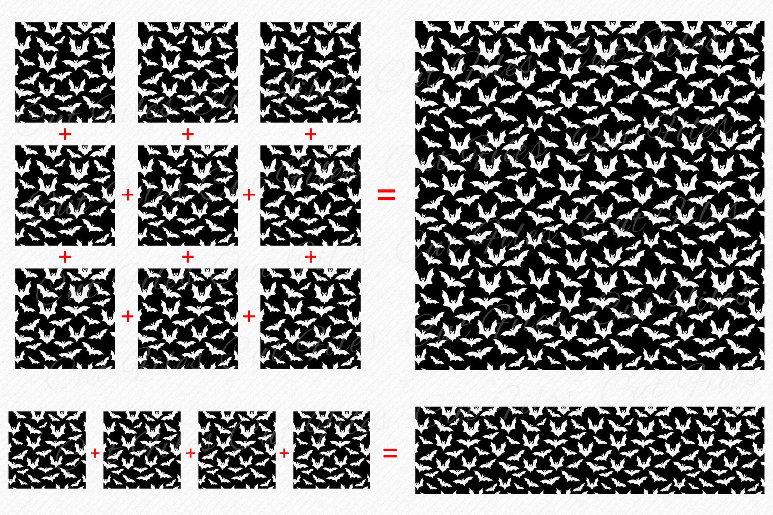 Bat Seamless Patterns Black and White, Standard and Inverted Variation ...