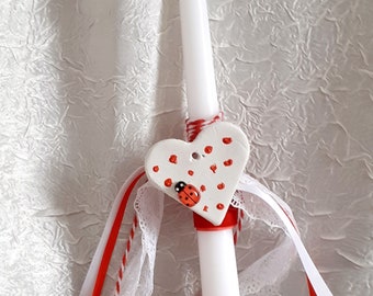 Ladybug Lambada candle, orthodox Easter candle, Pascha candle, πασχαλινή λαμπάδα, gift from Godparent, easter gift, Greek gifts,