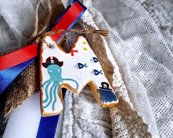 Vela de Pascua personalizada: Letra inicial, regalo para padrinos
