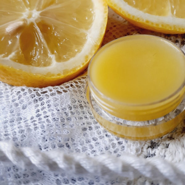 lemon lip balm, lemon body cream, natural moisturizer for dry lips, Greek gifts, κεραλοιφή, handmade body products, lip care, sample size