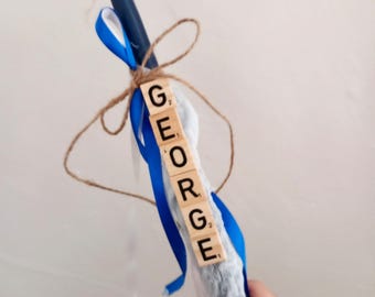 Vela de Pascua griega personalizada: Regalo para padrinos, lámpara de Pascua ortodoxa