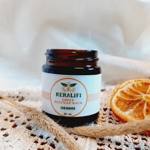 Orange Beeswax hand & body balm, natural moisturizer for dry skin, skin care, citrus scent balm, mothers day gift, gift for yiayia, keralifi