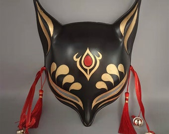 Style japonais peint à la main mignon cadeau d’Halloween masque de mascarade pour femmes, fête masquée