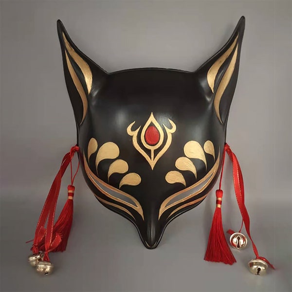 Style japonais peint à la main mignon cadeau d’Halloween masque de mascarade pour femmes, fête masquée