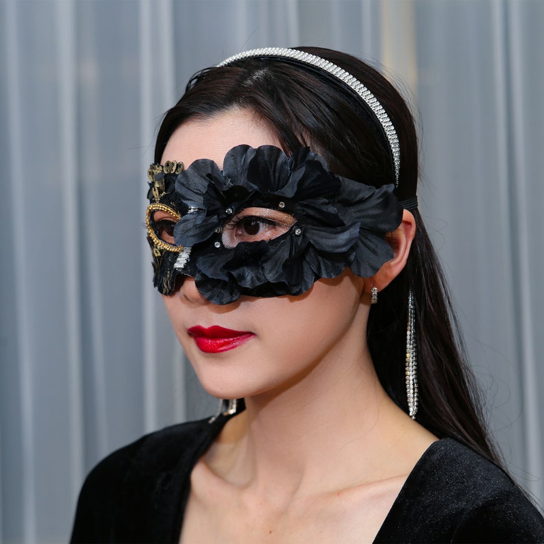 Sombre rétro déguisement masque de fête carnaval mode mascarade femme Halloween fête punk mascarade image 4