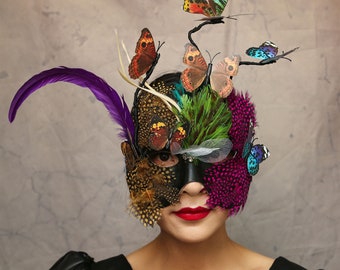 Vollgesichts Damen Maskerade Party Karneval Maske Feder Schmetterling Venedig Hofball Weihnachten Geburtstagsfeier