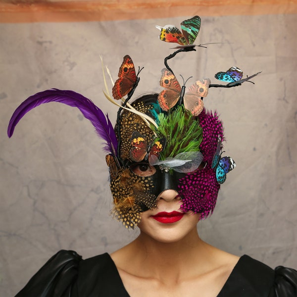 Plein visage dames mascarade fête carnaval masque plume papillon venise cour bal noël fête d'anniversaire