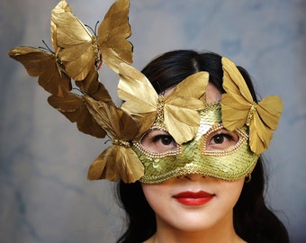 golden Halloween party mask,yellow butterfly mask,silver masquerade mask,singer performance mask,sequin beaded mask,anime mask,venice Mask