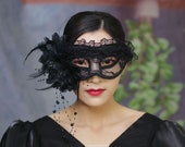 Masquerade Party Mask black White Lace theme Party Cocktail Party Feather Flower Eye Mask girl Princess retro Party halloween Women s Mask Etsy