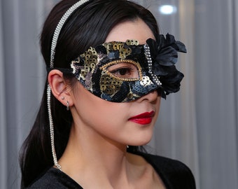 Dark retro fancy dress party mask carnival fashion masquerade female Halloween party punk masquerade