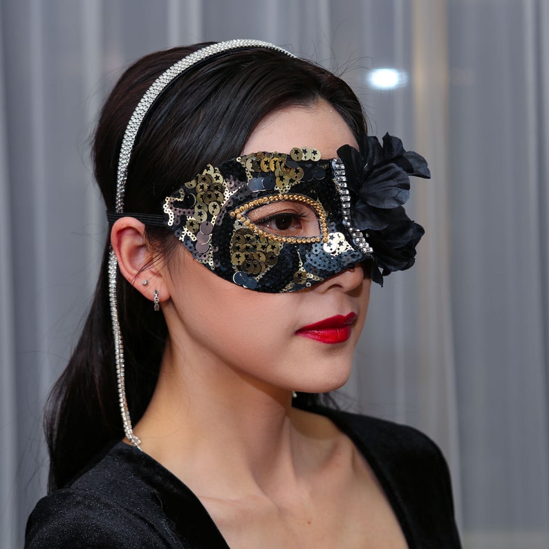 Sombre rétro déguisement masque de fête carnaval mode mascarade femme Halloween fête punk mascarade image 1