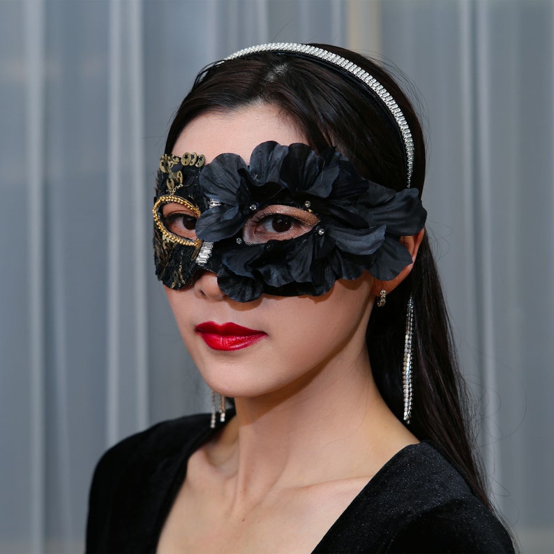 Sombre rétro déguisement masque de fête carnaval mode mascarade femme Halloween fête punk mascarade image 5