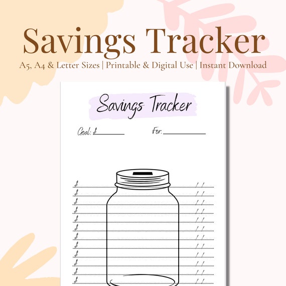 Savings Tracker Printable Tracker US Letter A5 A4 Etsy Savings Tracker Printable Tracker US Letter A5 A4 Etsy