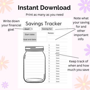 Printable Savings Tracker US Letter Half US Letter A5 A4 - Etsy