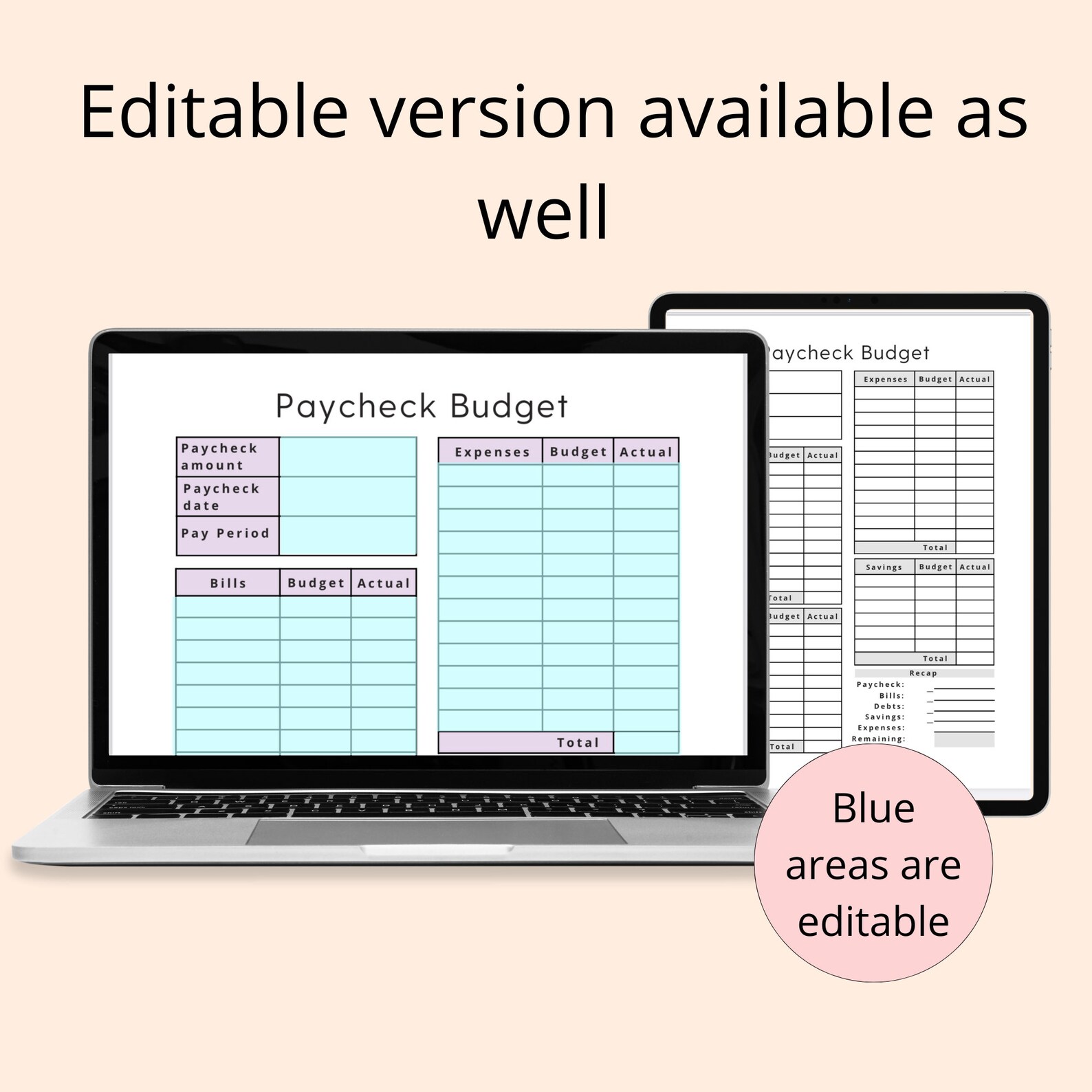 Paycheck Budget Planner Paycheck Planner Printable PDF Finance Tracker ...