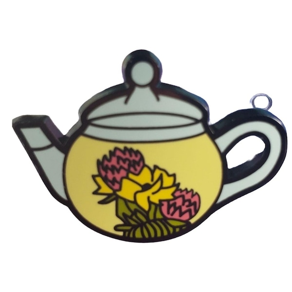 Teapot Lapel Pin Floral Herbal Tea Badge Enamel Brooch Pin Accessories Jewelry Kitchen Gift Party Favor