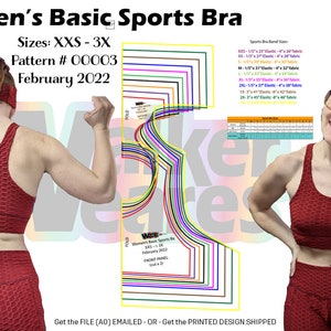 Women's Basic Sports Bra Activewear- PATTERN ONLY - Available in A0 Size .pdf or Paper Format - Workout, Lifting, Gym